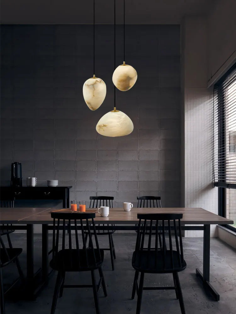 lustre suspendu led marbre géométrique intensité variable