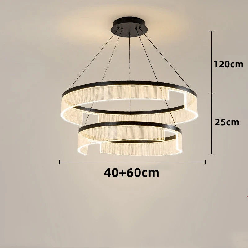lustre à led circulaire en aluminium et acrylique pour intérieur décoratif