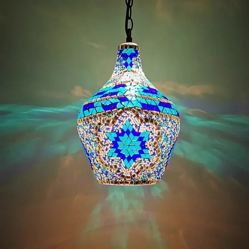 lustre en vase d'art bohème pour décoration intérieure artisanale