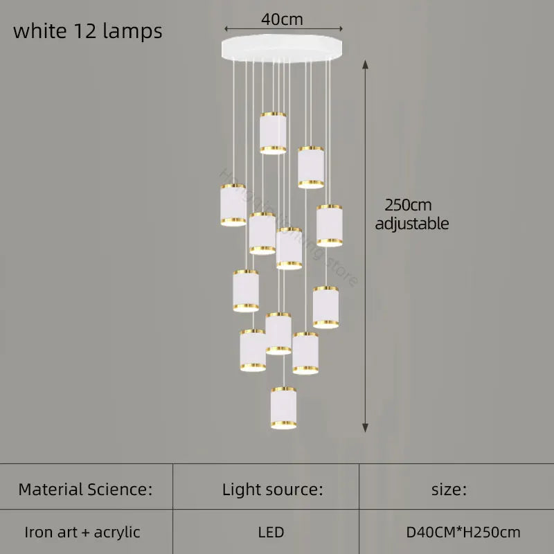 lustre moderne led pour escalier et intérieur contemporain