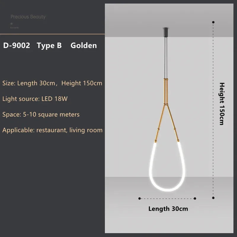 Italian New Restaurant LED Chandelier Modern Villa Living Room Creative Hanging Lamp Simple Line Lights Duplex Floor Chandeliers