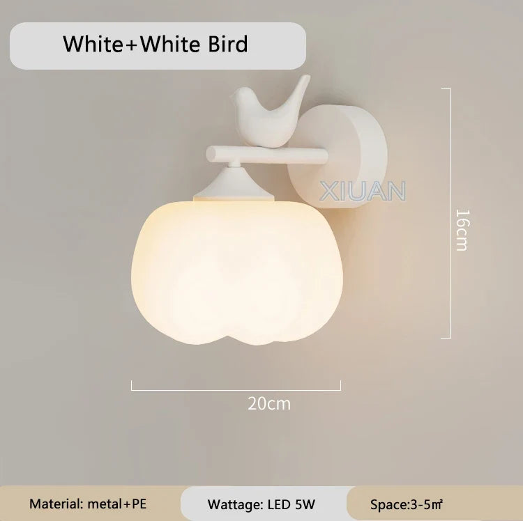 applique murale moderne en pe avec abat-jour d'oiseau led