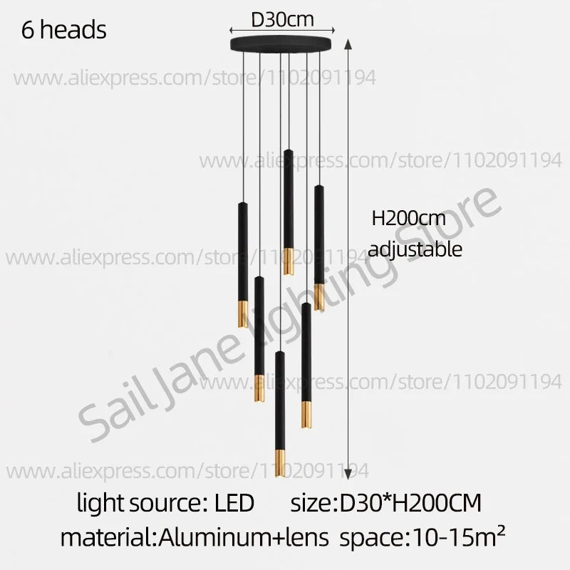 lustre led tubulaire pour éclairage intérieur de restaurant
