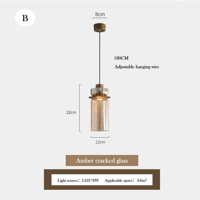 lustre en verre craquelé design rétro minimaliste pour intérieur moderne