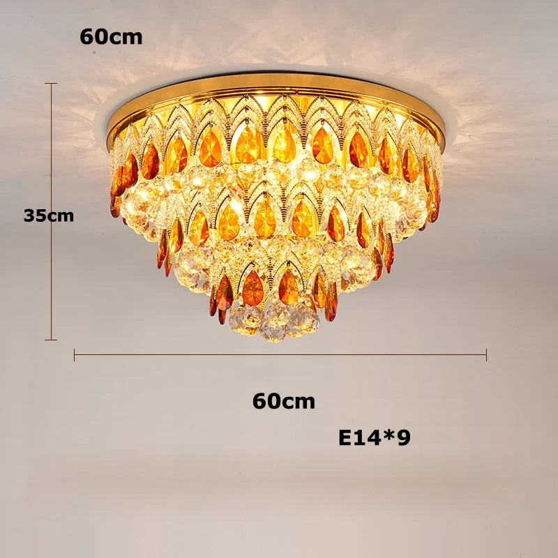 lustre dimmable en cristal design pour intérieur moderne
