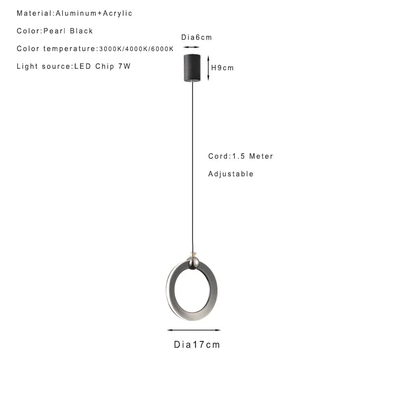 Lamp Modern LED Pendant Light Fixtures, Ring Pendant Lighting For Bedroom Bathroom Living Room, Small Hanging Pendant Light
