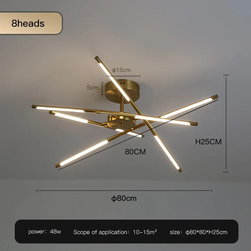 lustre design en forme de bâton avec luminaires led