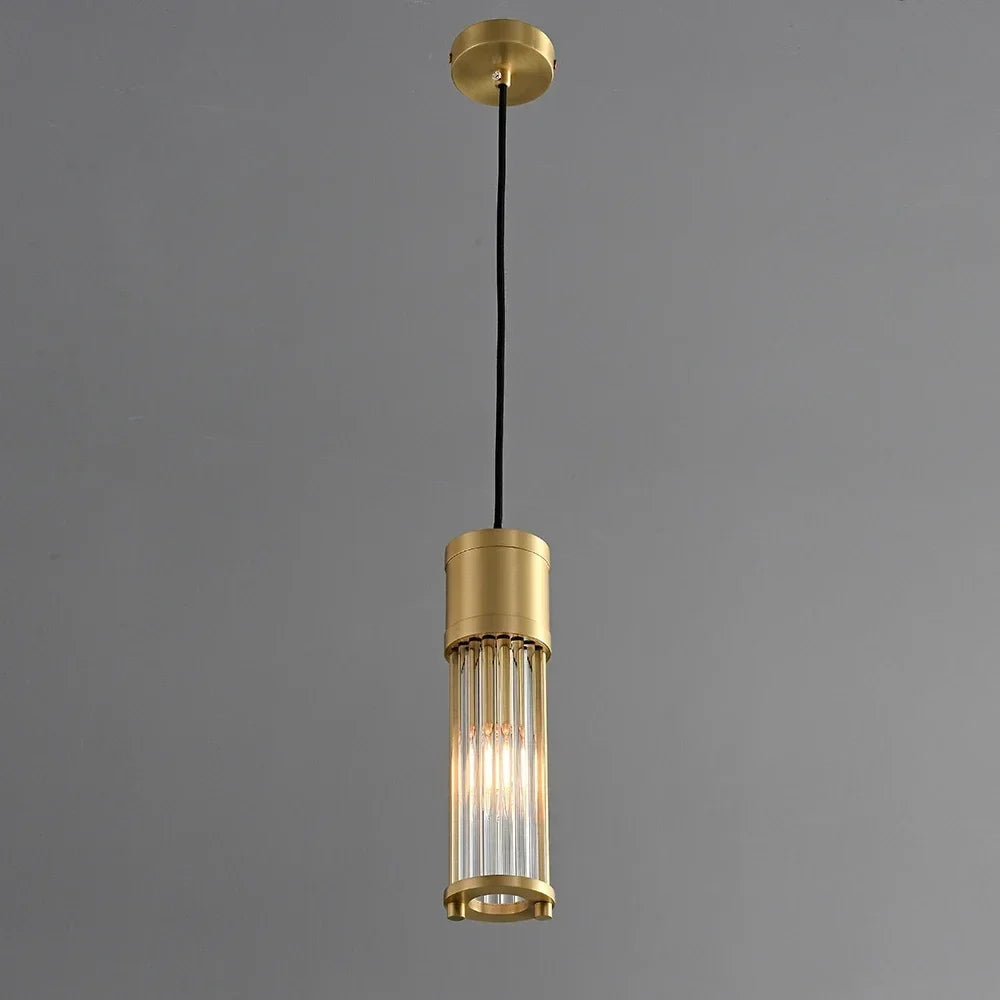 suspension à led en cuivre avec abat-jour en verre réglable