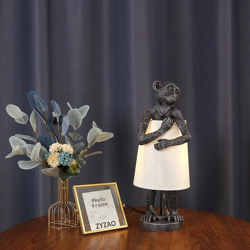 lampe à poser en résine design singe rétro pour éclairage décoratif