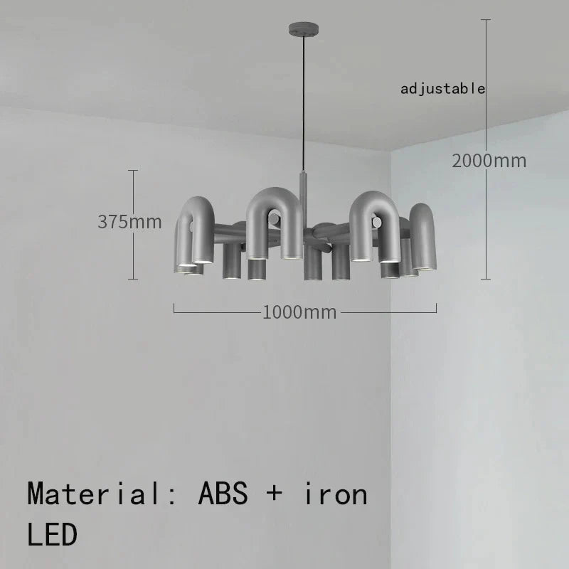 lustre art déco u tube en métal avec cordon réglable