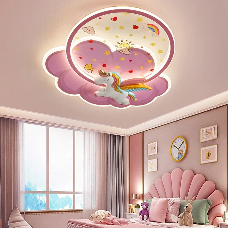 plafonnier licorne led pour fille avec télécommande optionnelle