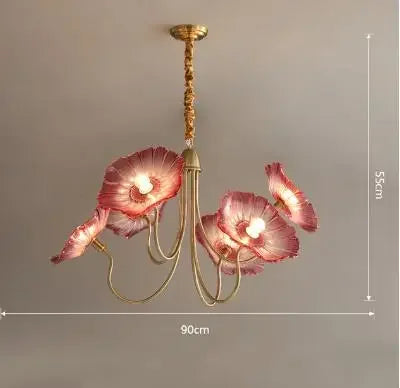 lustre moderne en verre design fleur de lotus lumineux