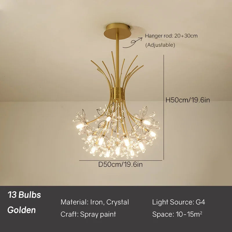 Dandelion Chandelier Nordic Pendant Lamp Ceiling Suspension Hanging Light for Living Ding Room
