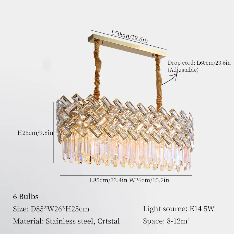 lustre moderne en cristal pour décoration intérieure élégante