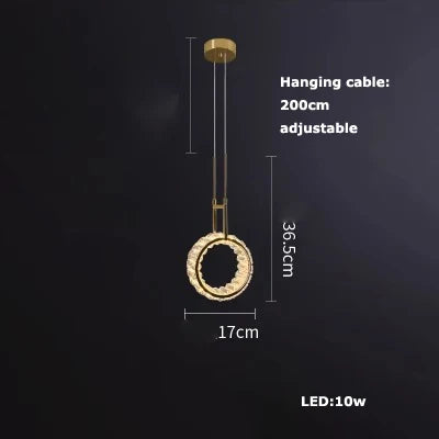 lustre en verre LED avec ceinture en cuir rétro moderne