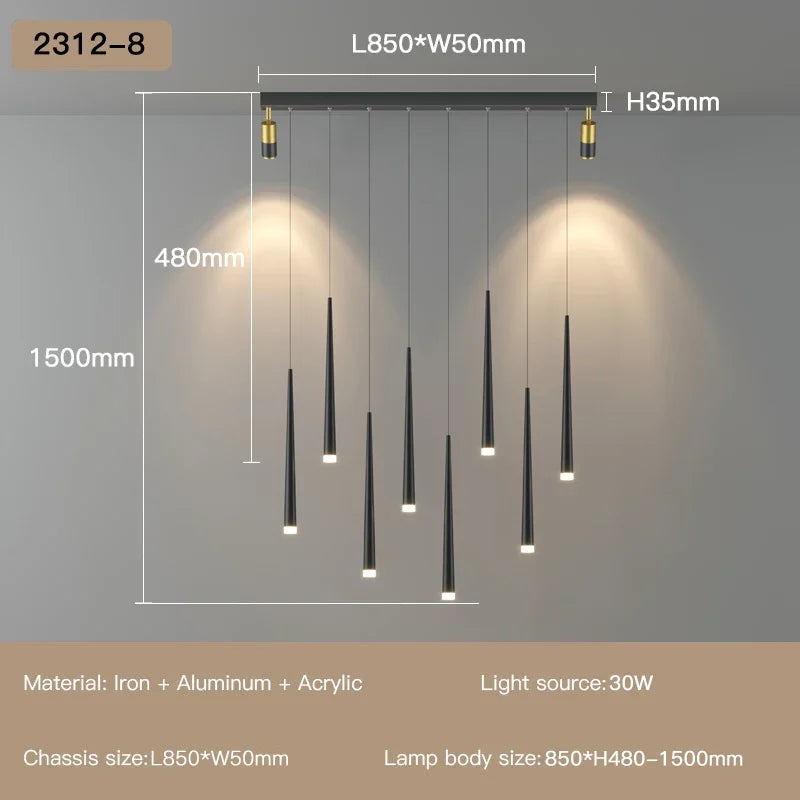 lustre moderne à led pour décoration d'intérieur haut de gamme