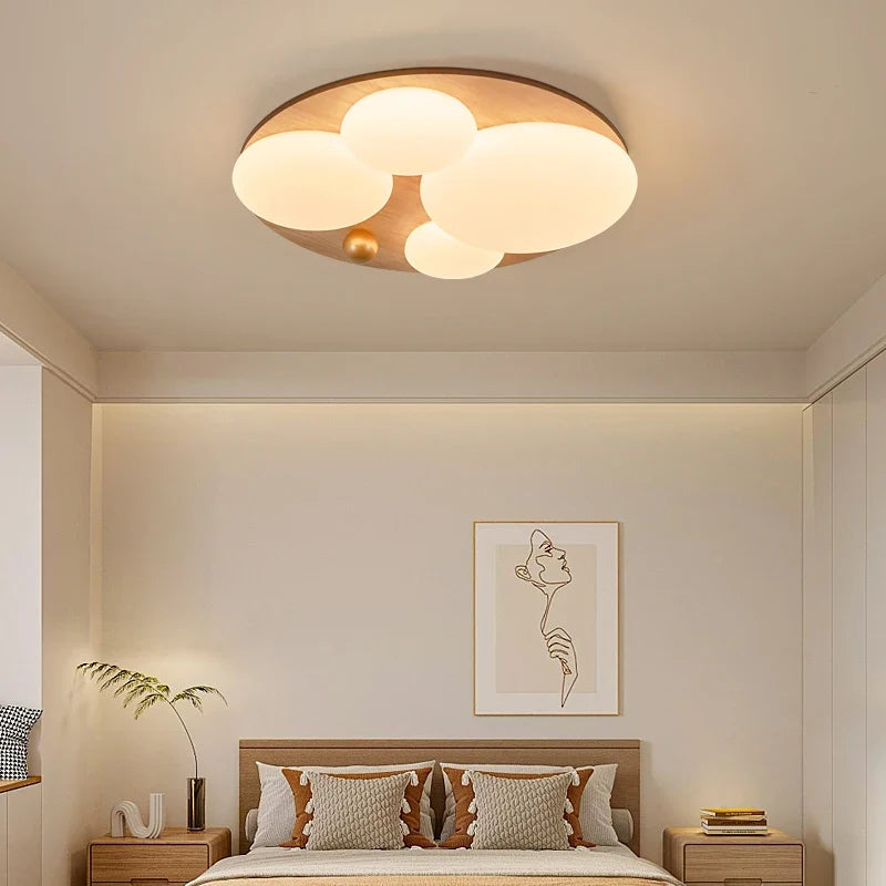 plafonnier led japonais minimaliste protection des yeux grain de bois