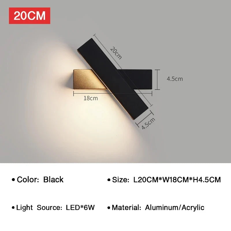 applique murale led moderne rotative pour décoration intérieure
