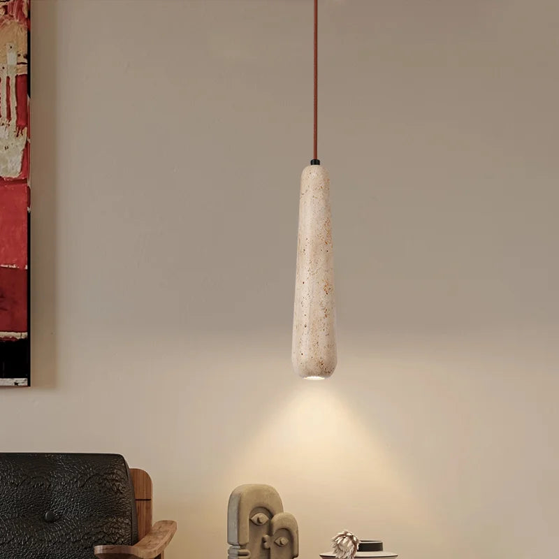 lustre suspendu led rétro avec pierre naturelle vintage