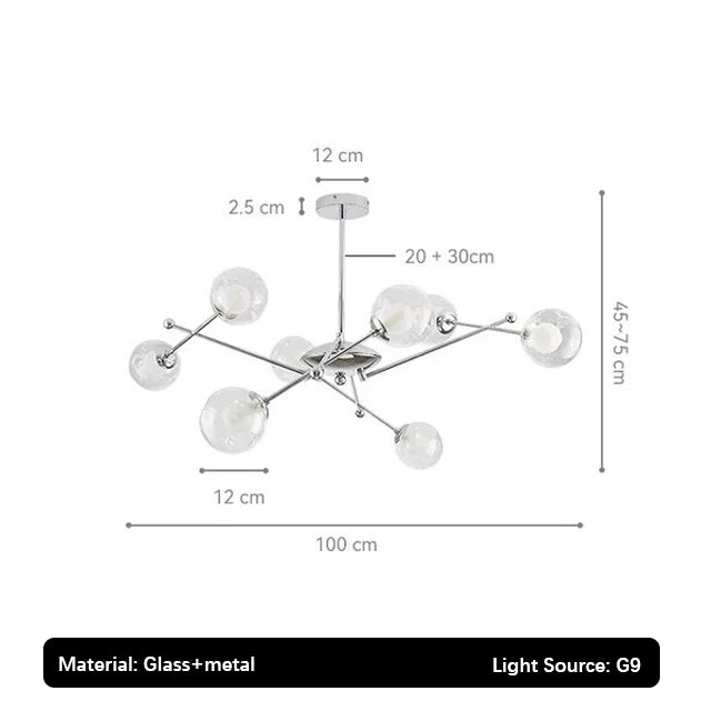2024 Glass Chandelier Chrome Magic Bean Lights for  Living Room Pendant Lamp Bedroom Dining Room Ceiling Hanging Lamp