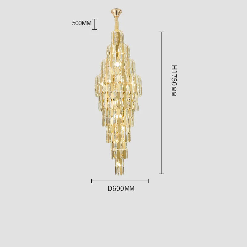 lustre en cristal pour escalier et halls d'hôtel