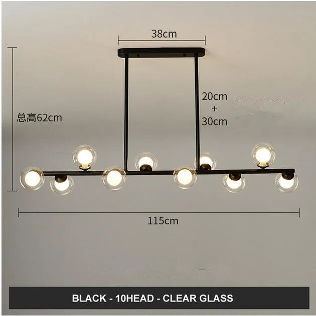 Lustre design boules de verre horizontales