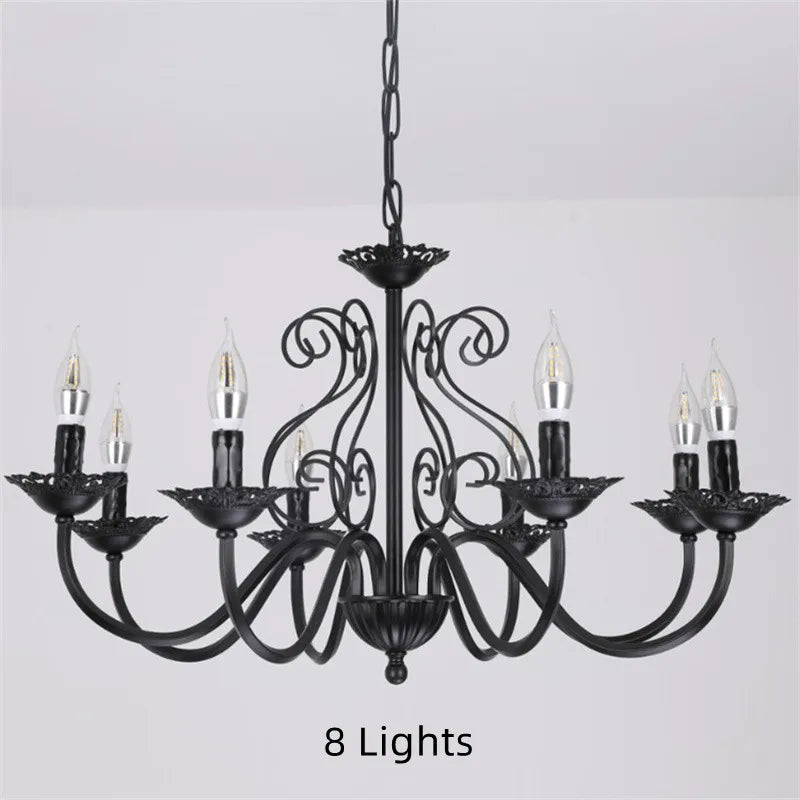 lustre rétro en fer forgé style campagnard américain pour décoration intérieure