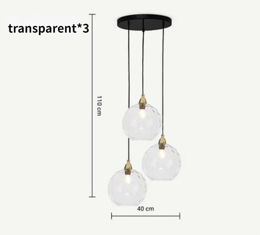 Lustre boule de verre coloré nordique lampes suspendues moderne Grain d'eau Restaurant cuisine luminaire suspendu chambre lampe de chevet