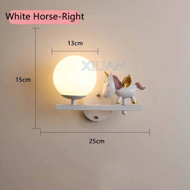 applique murale enfant avec motifs princesse cheval et lapin