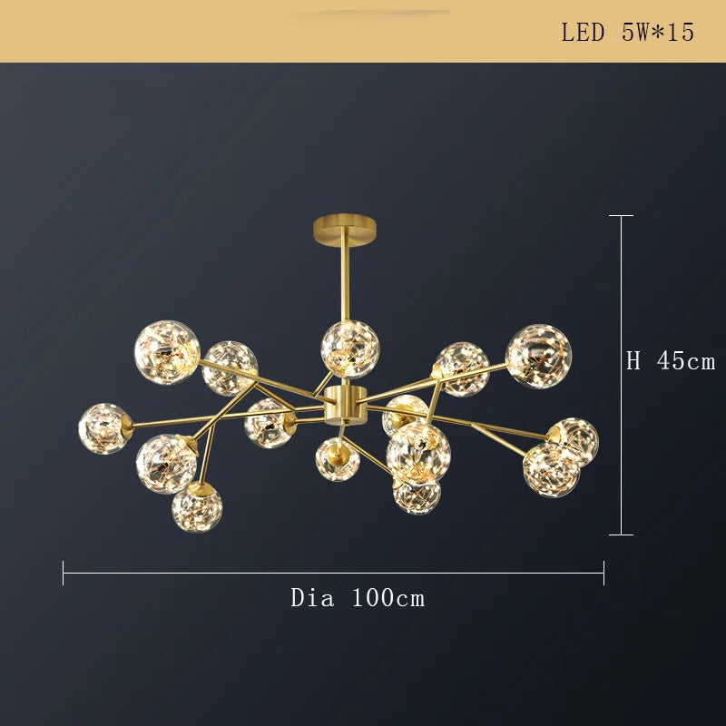 lustre moderne minimaliste en cuivre avec abat-jour étoile led