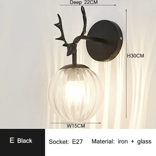 applique murale led rétro boule de verre décorative veilleuse