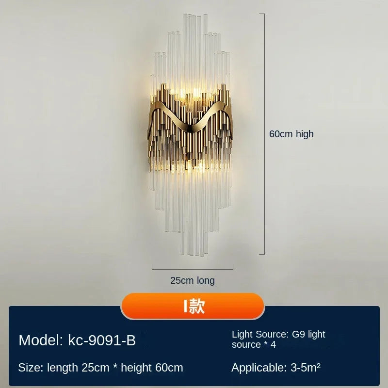applique murale moderne en cristal rechargeable de luxe