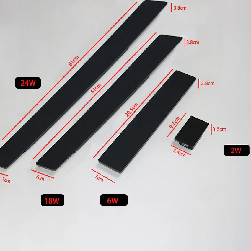 Applique murale extérieures imperméables bande aluminium appliques murales 18W LED noir applique chambre extérieur luminaires extérieurs