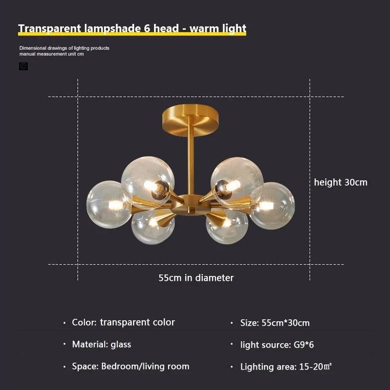 lustre moderne en verre pour un éclairage décoratif intérieur