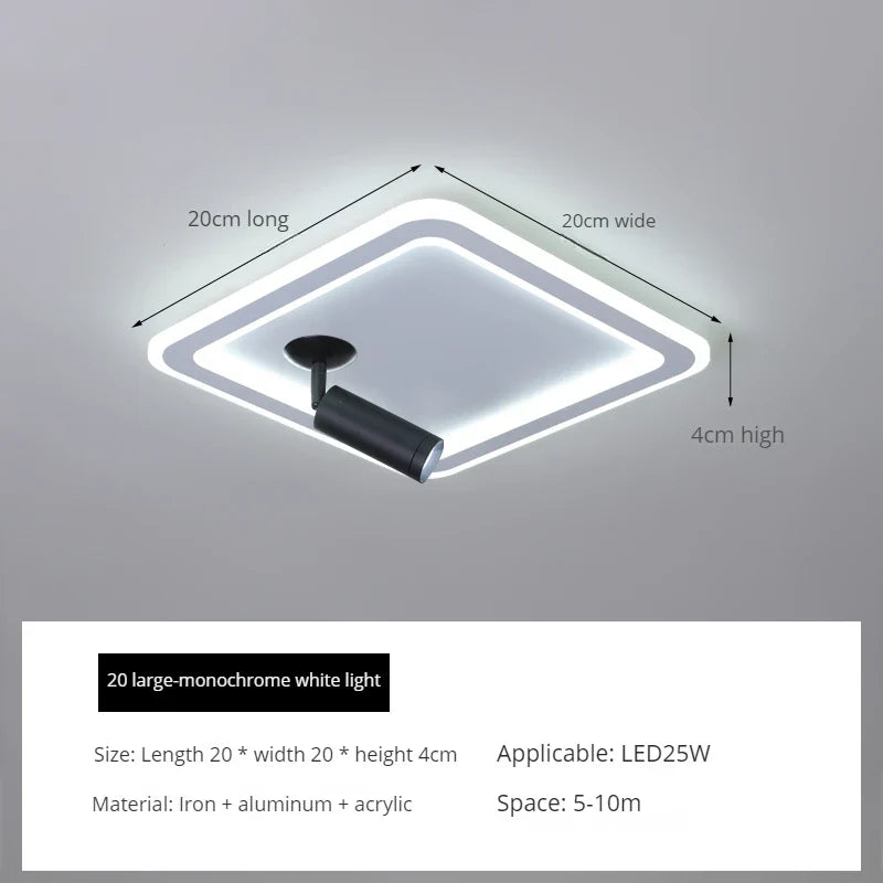 ins moderne plafond led ronde carrée avec projecteur monté en surface