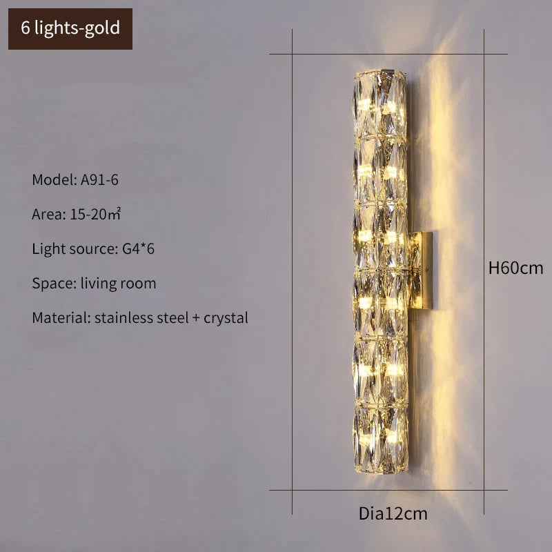 applique murale led en cristal k9 éclairage de luxe moderne