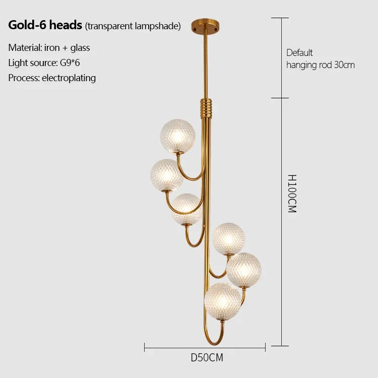 lustre moderne en verre lumineux pour décoration intérieure élégante