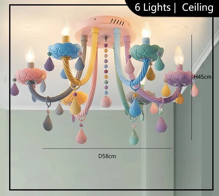 lustre arc-en-ciel pour enfants style macarone kawaii led