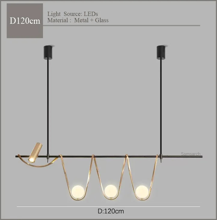 lustre en verre nordique créatif avec éclairage led