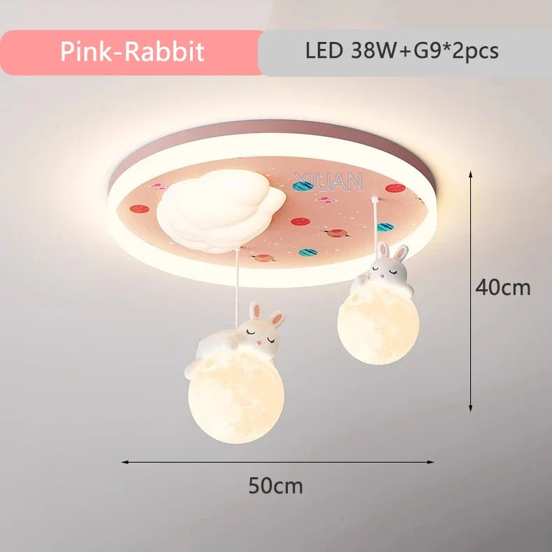 lustre led pour enfants avec motif ours et lapin
