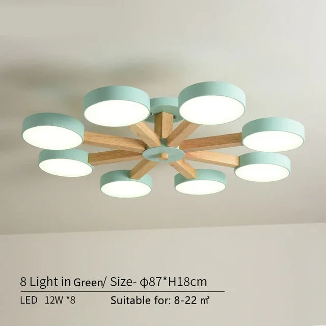 Modern Wooden Ceiling Light For Living Room 3/6/8 Lights Indoor Led Lights Luminaire Suspension Decoration Bedroom Hanglamp