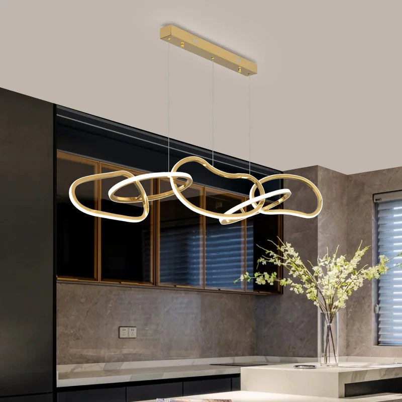 suspension moderne en acier inoxydable doré pour décoration artistique