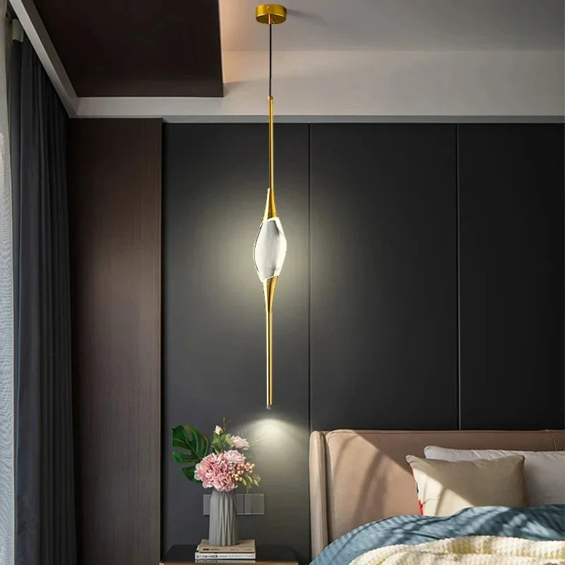 suspension moderne en laiton et cristal pour décoration intérieure design