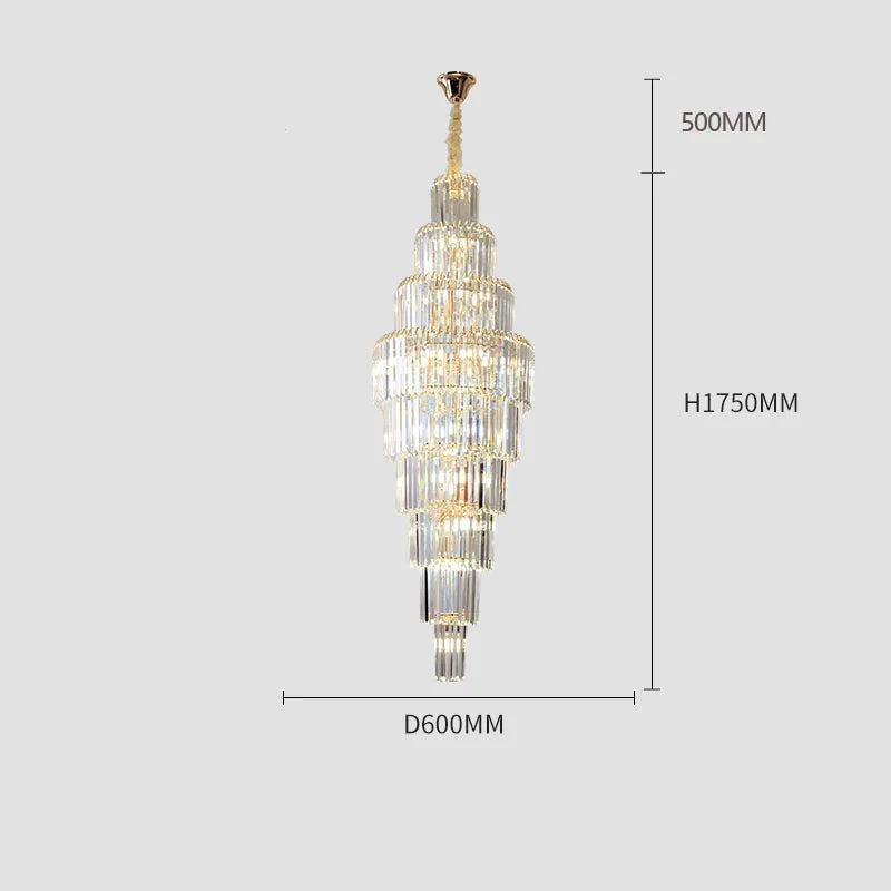 lustre en cristal pour escalier et halls d'hôtel