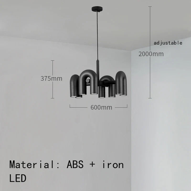 lustre art déco u tube en métal avec cordon réglable