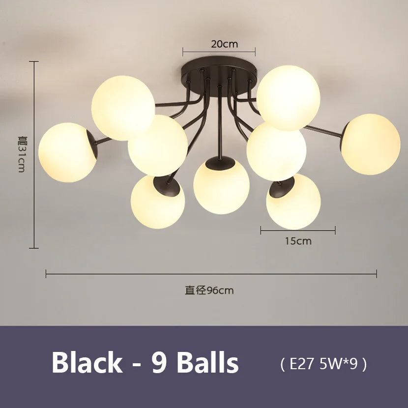 suspension led nordique en verre pour décoration intérieure