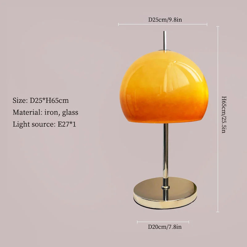 Lampe de Table rétro Vintage en verre champignon Orange