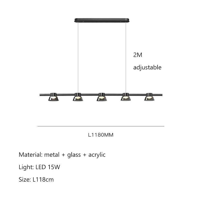 Nordic minimalist strip glass Led Dining Room Ceiling Chandelier Dining Room Bar Kitchen Island decorated hanging light fixtures