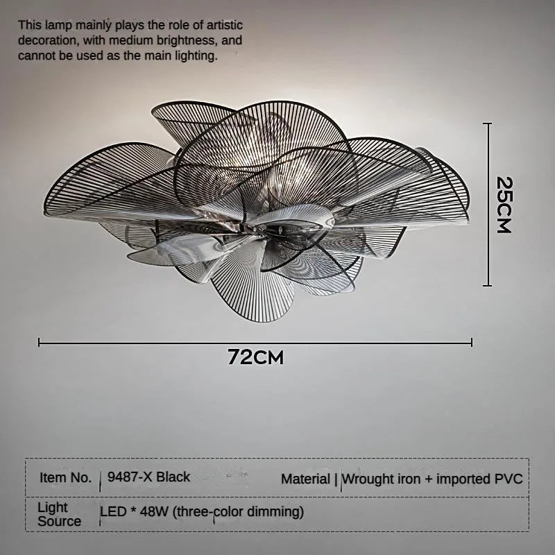 Plafonnier LED en PVC noir pour chambre à coucher