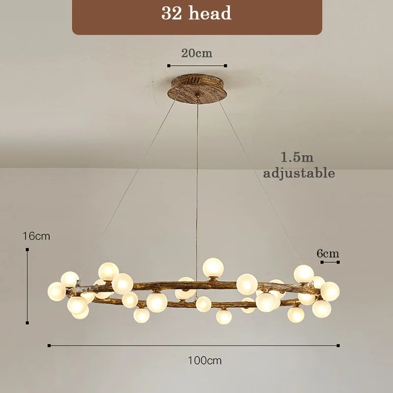 lustre de style wabi-sabi en bois artificiel pour intérieur
